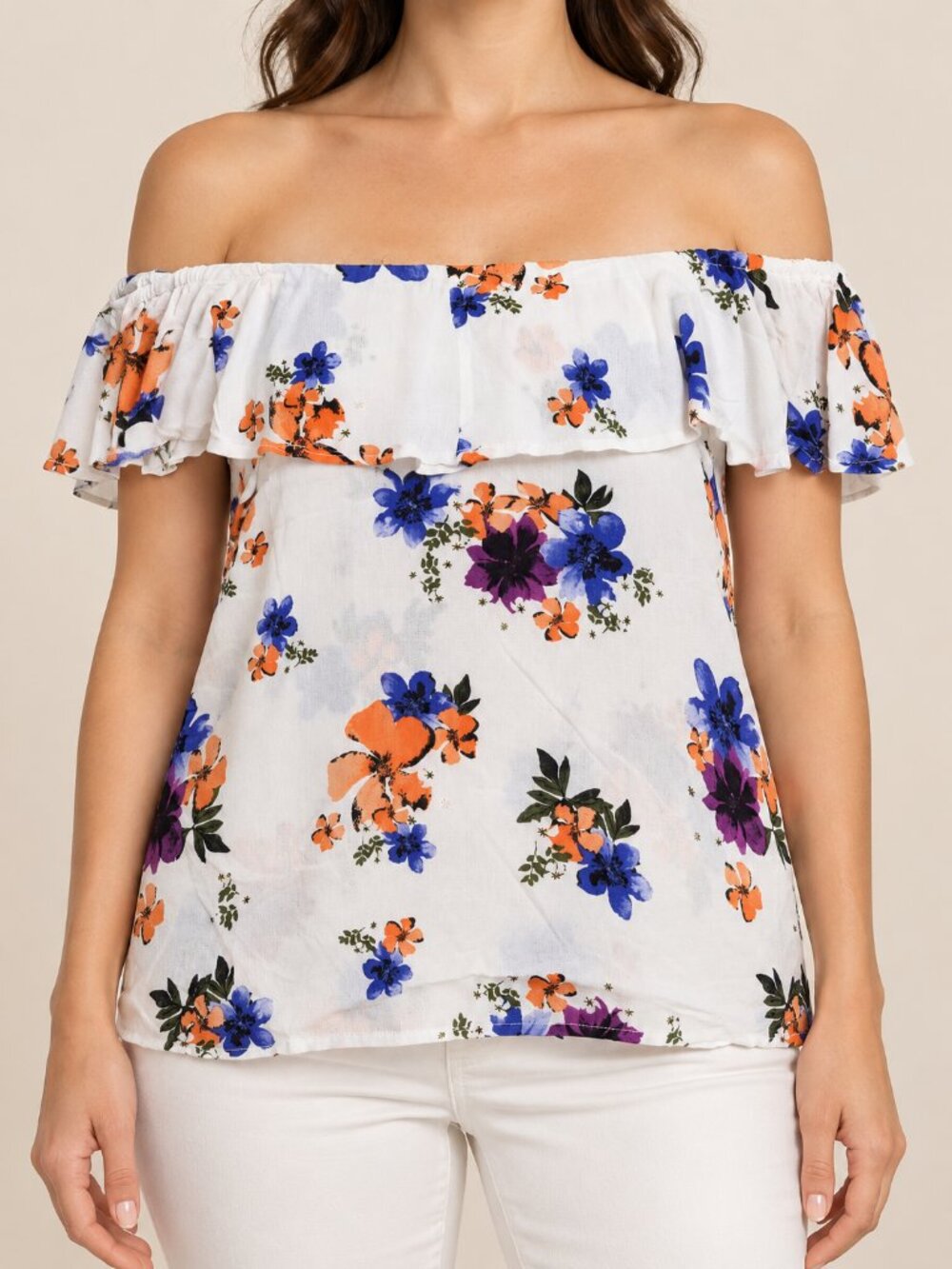 Harvé Benard Floral Off Shoulder Blouse Size L NWT